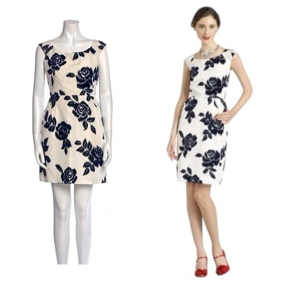 Kate Spade JOSIE Velvet Dress Size 2 Floral Sleeveless Jacquard Navy Blue - Picture 1 of 10